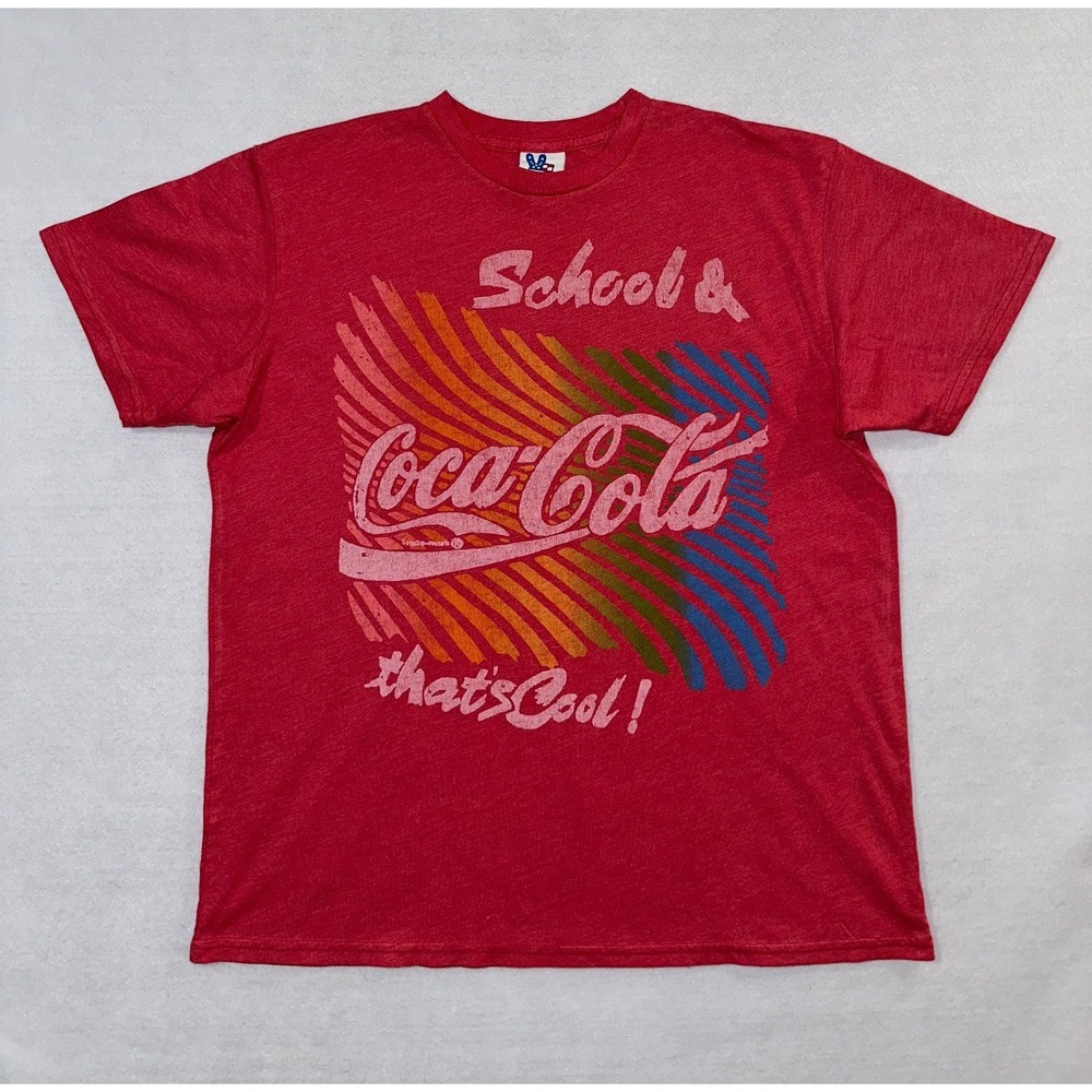 Junk Food Clothing Mens Size L Shirt Coca Cola Sleeved Red‎ USA Made T-Shirt